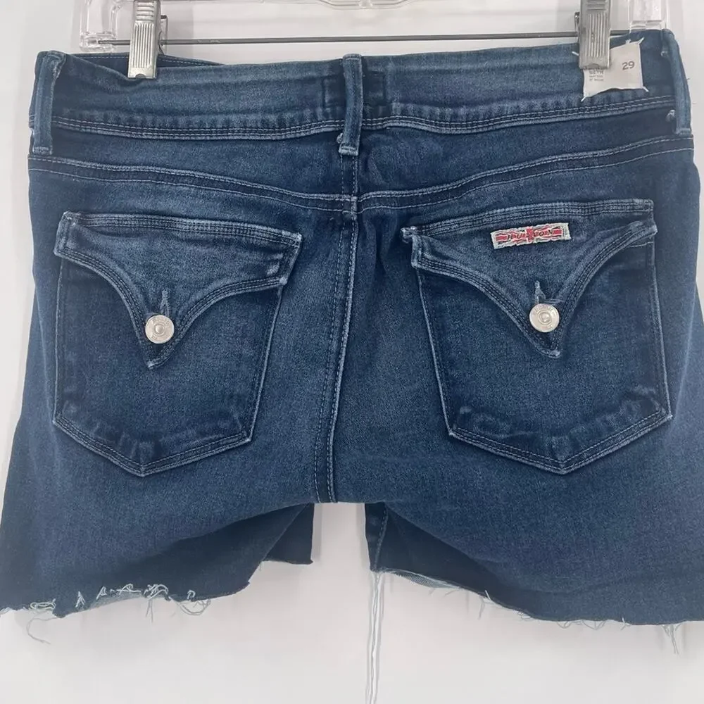 HUDSON Dark wash denim shorts raw hem size 29